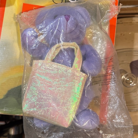 Charming Lavender Plush Bear with Shimmering Tote